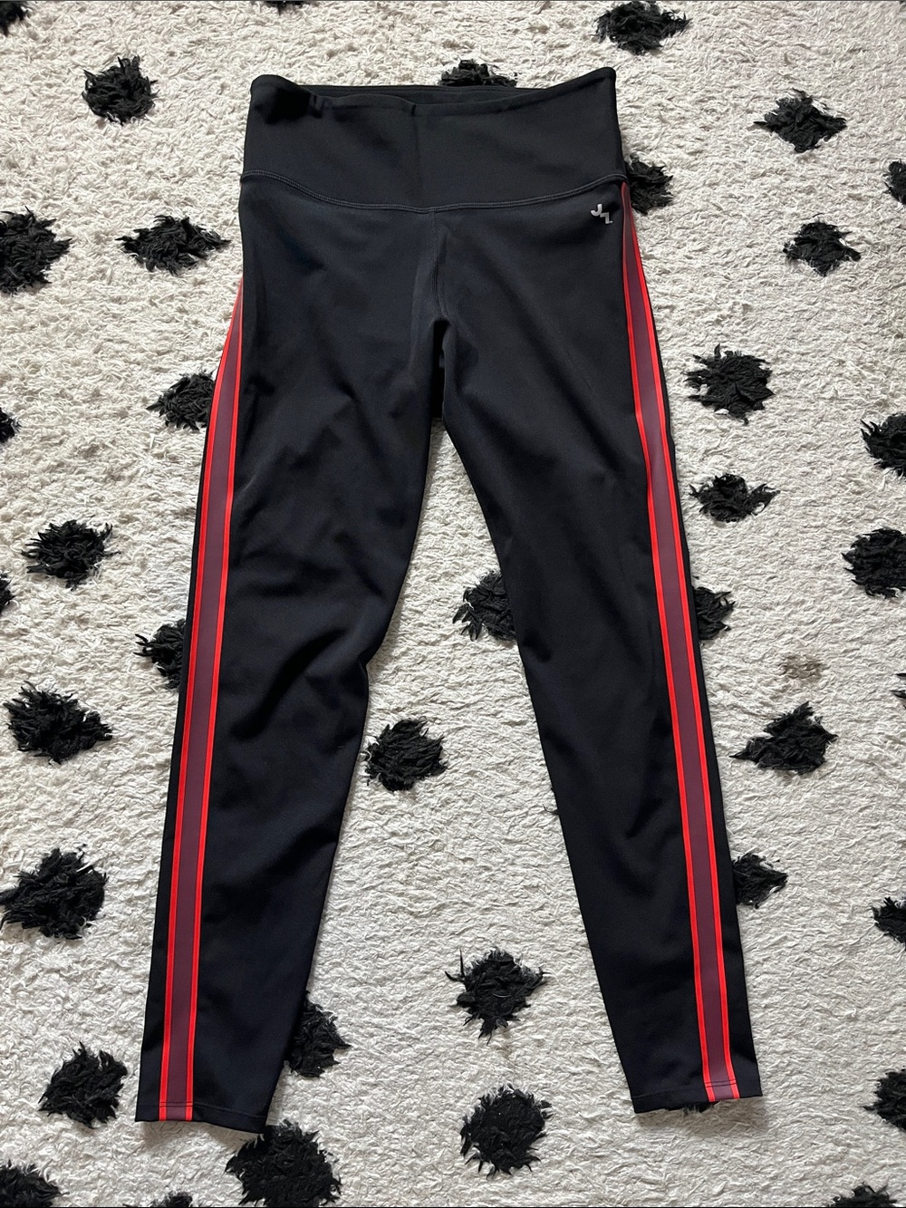 JoyLab size Small Athletic yoga crop leggings w/ red vertical stripes